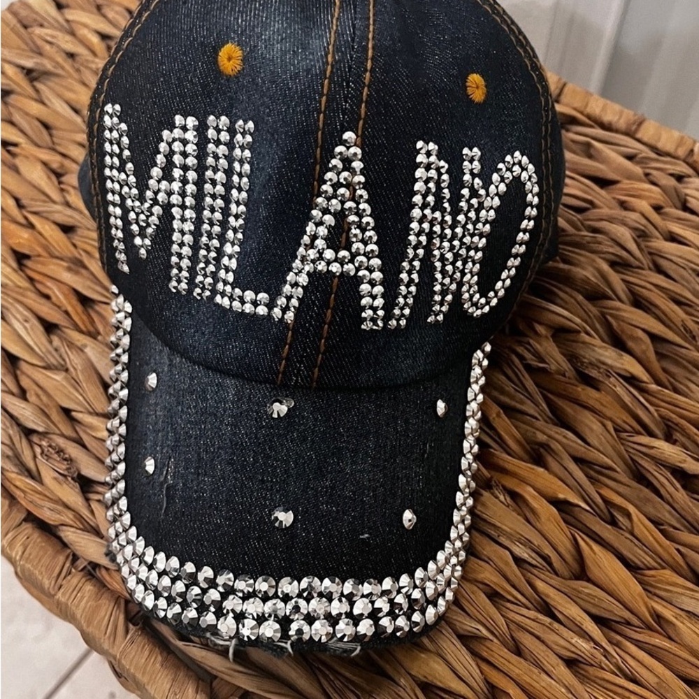 Milano Denim Rhinestone Cap
